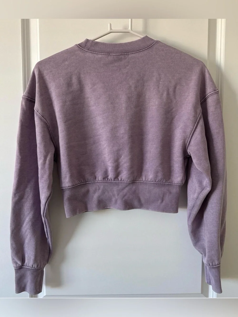 Cropped Lavender Crewneck Sweatshirt - Women Tops - Picture 5 of 6